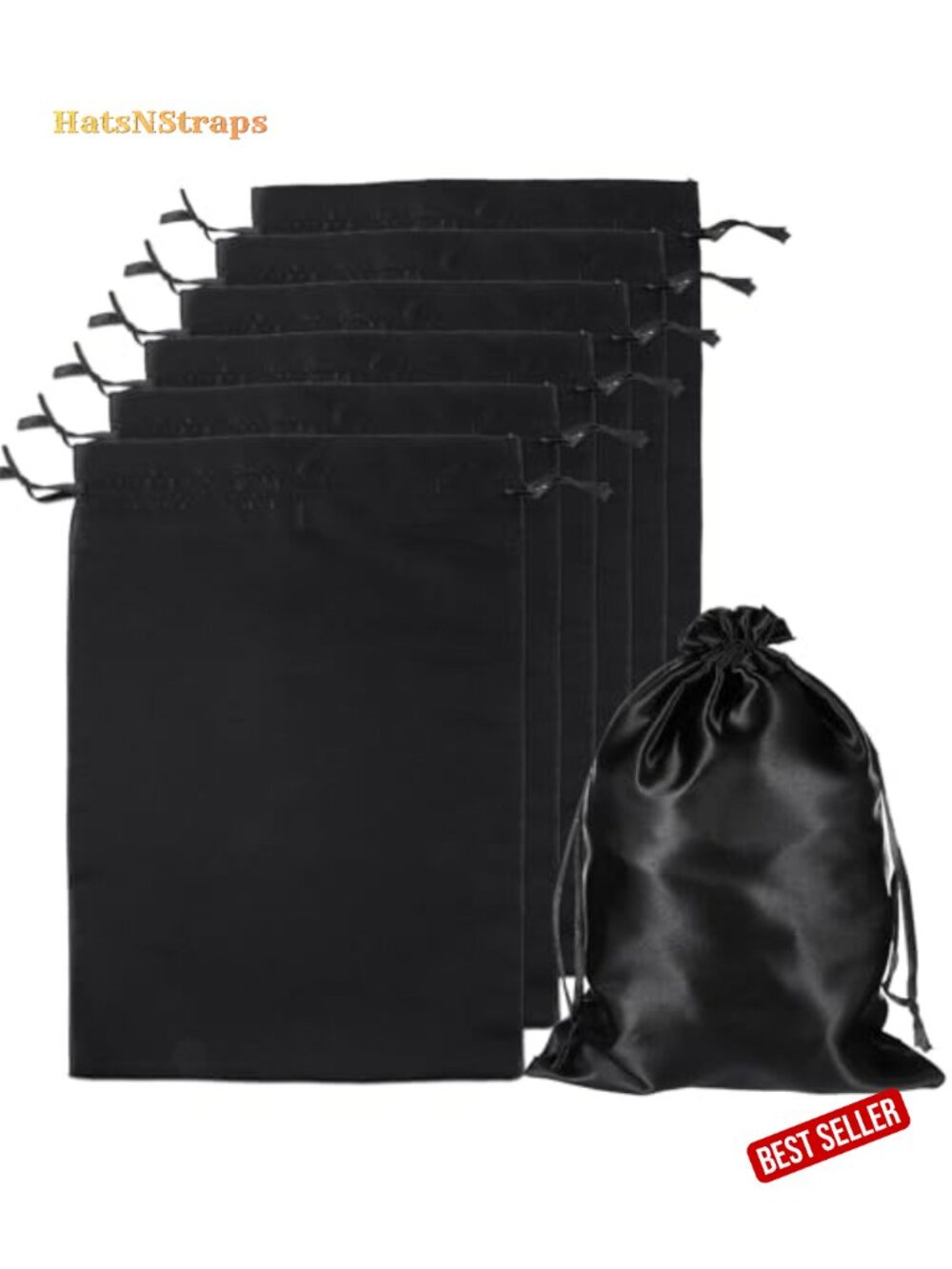 Satin Drawstring Wig Storage Bags - 6 Pack Hair Protection
